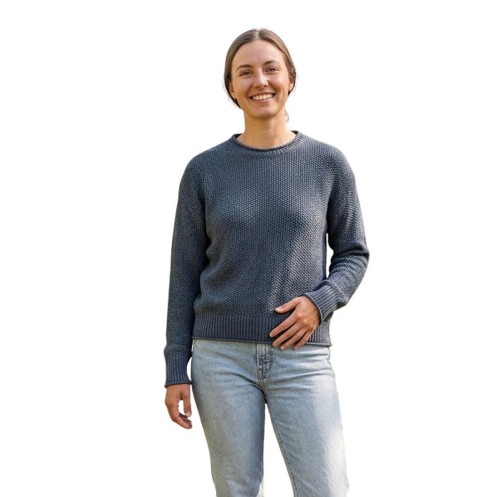 Jessica Simposon Indigo Blue Knit Long Sleeve Sweater Top, L